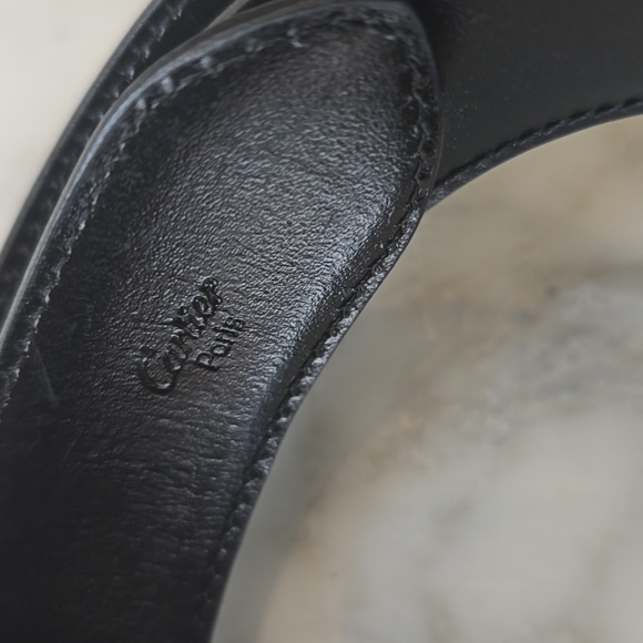 Cartier Black Leather Belt Gold Round Buckle Sz S - Picture 3 of 9